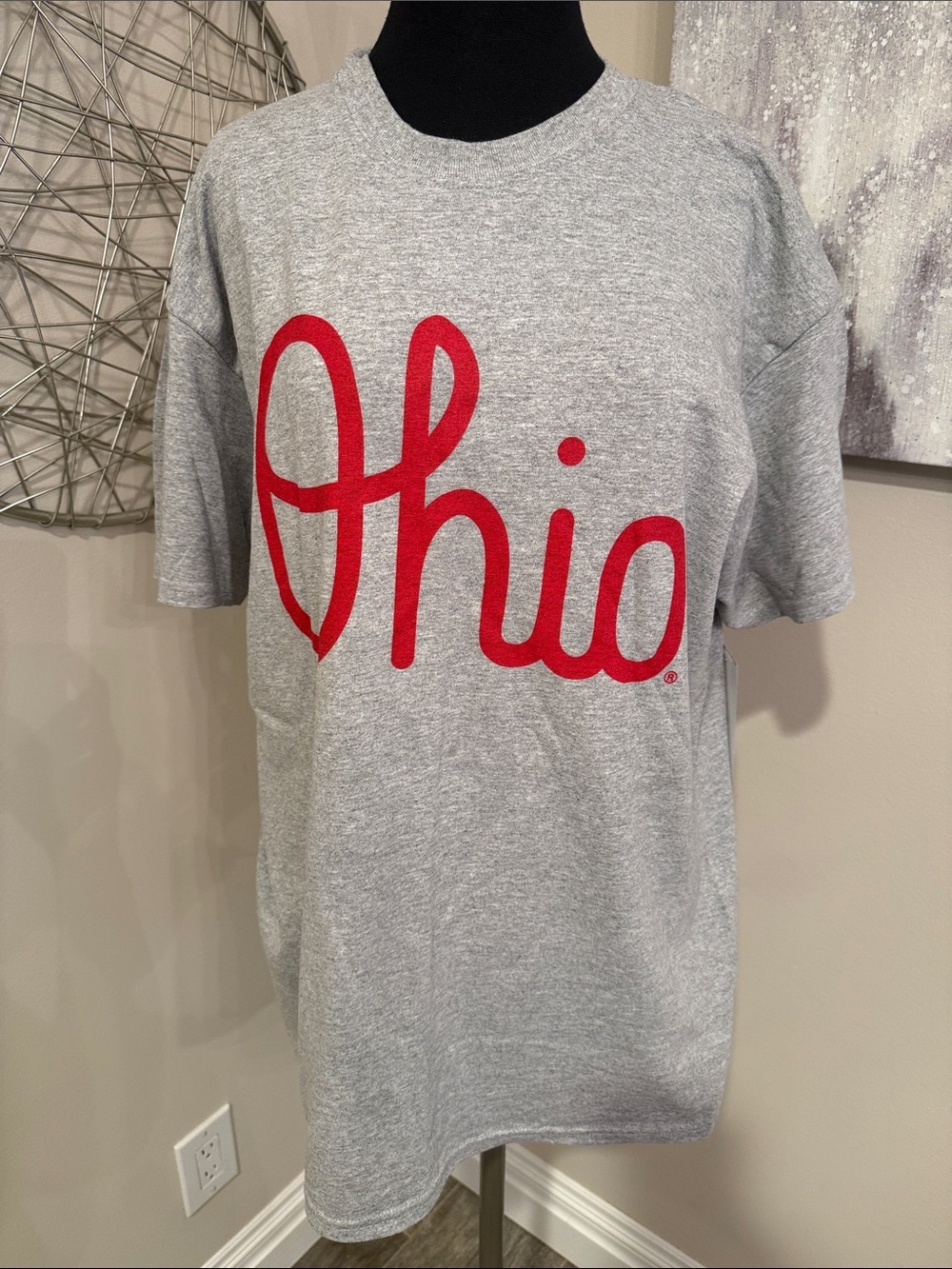"Ohio" Script Grey Tee size Large